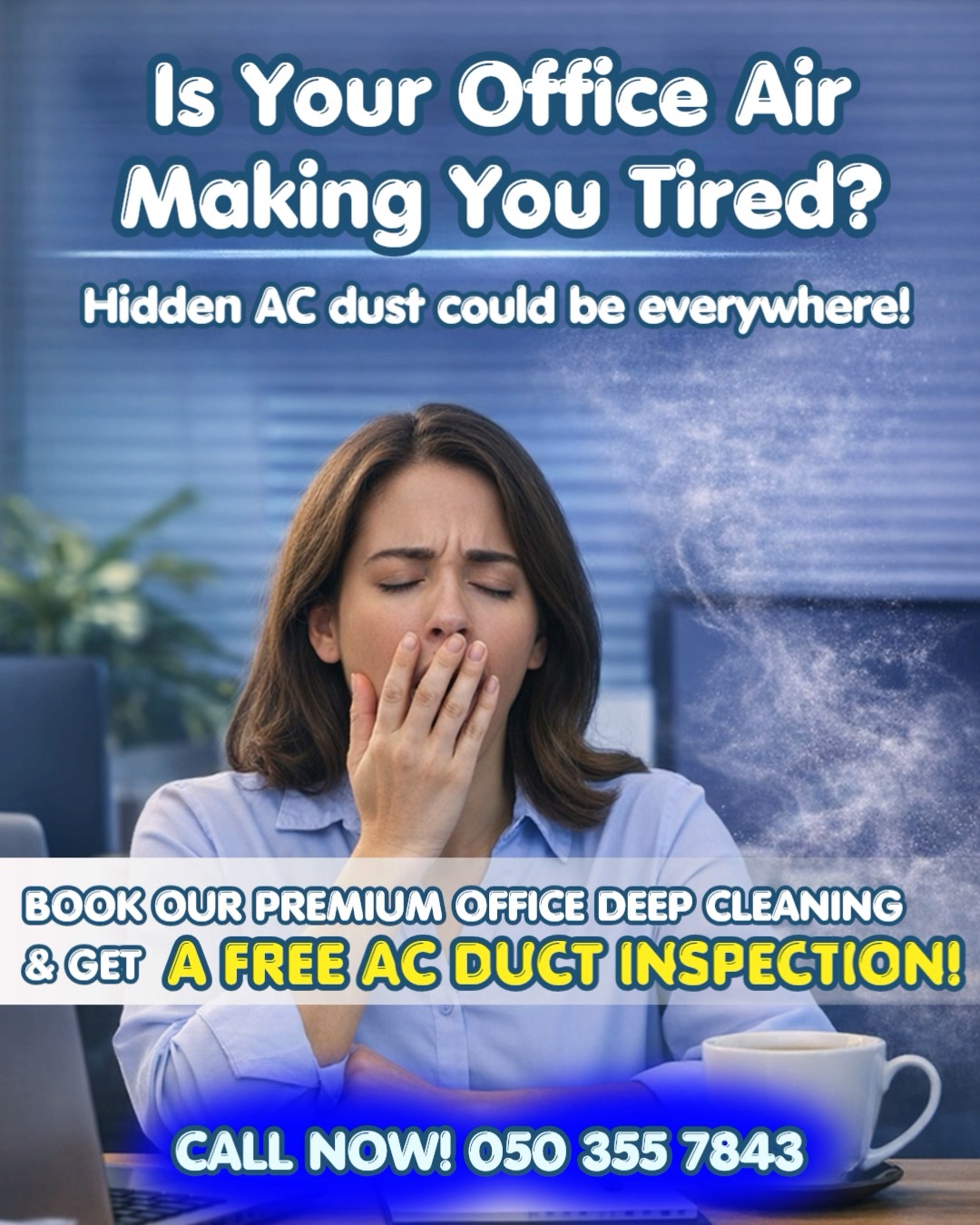 🛑 Did you know you could be breathing hidden AC dust every single day?
Book our Deep Office Cleaning and get a FREE AC Duct Inspection!

The Benefits are Clear:
✅Reduce seasonal allergies and respiratory irritation.
✅Fresh, clean air improves energy levels and productivity.
✅Clean systems run more efficiently, saving you on DEWA/utility bills.

📞 WhatsApp us on +971503557843

#CleanAirUAE #OfficeWellness #DubaiBusiness #HealthyOffice  #ACDuctCleaning #AprilOffer #spotlessimpressions #cleaningserviceindubai