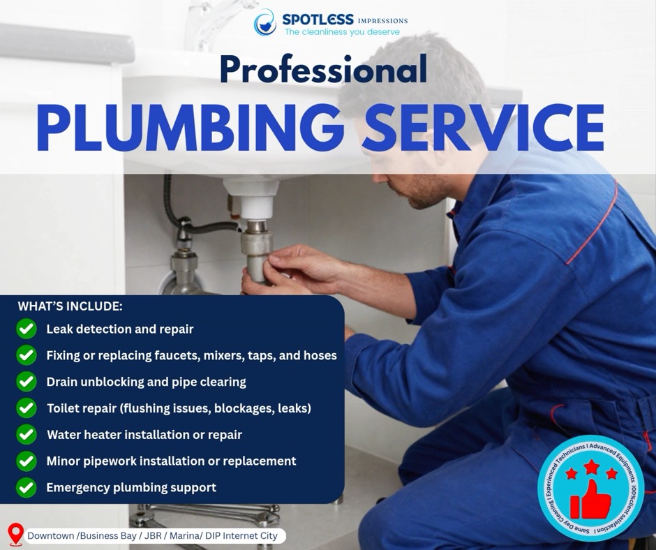 🎁Book your Cleaning Service and get a free quote for Maintenance work!
Contact Us:
📞 Phone: +971503557843
📧 Email: service@spotlessimpression.com
🌐 Website: www.spotlessimpression.com
http://wa.me/+971503557843

#SpotlessImpression #homecleaning #Glasscleaningservices #SofaCleaning #plumbingservices #ElectricalServicesDubai